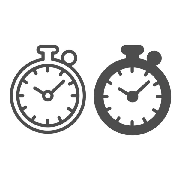 Réveil, minuterie, chronomètre, ligne de garde-temps et icône solide, concept éducatif, montre, signe vectoriel d'horloge sur fond blanc, icône de style contour pour concept mobile et conception web. Graphiques vectoriels. — Image vectorielle