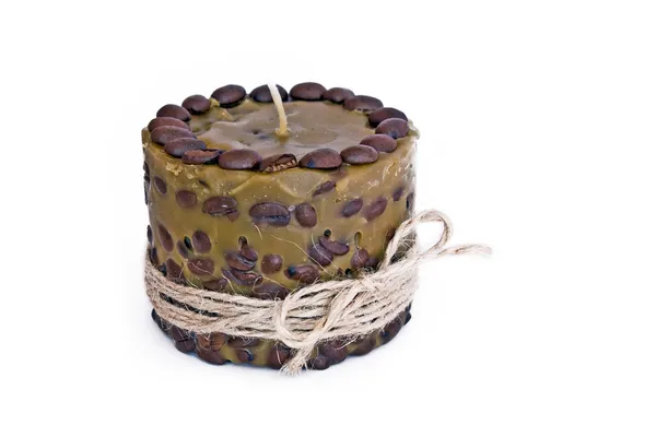 Handmade candle with coffee beans — Stock Photo, Image