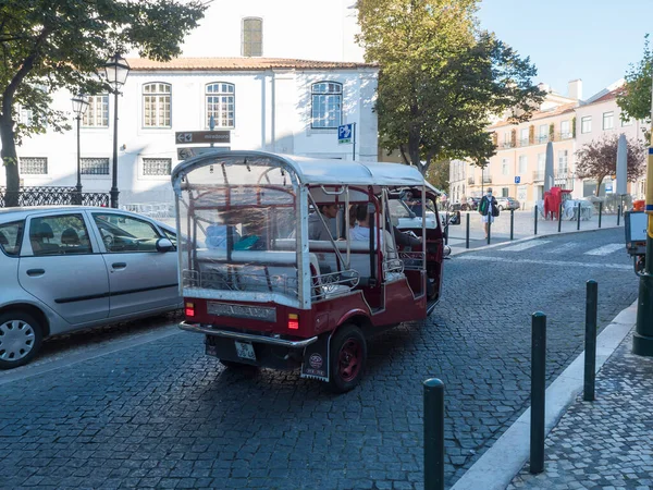 Lisbon Portugal October 2021 View Red Tuk Tuk Mototaxi Popular — стоковое фото