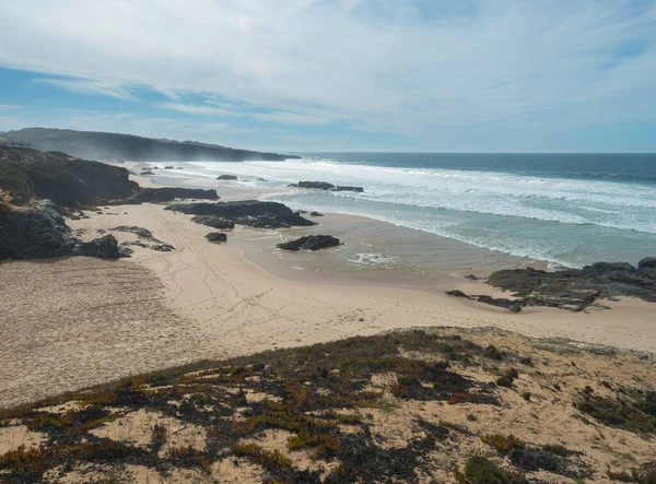 Vista Playa Arena Praia Dos Aivados Con Olas Del Océano — Foto de Stock