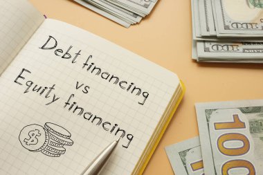 Metin kullanılarak iş fotoğrafında borç finansmanı vs Equity finansmanı gösterilir