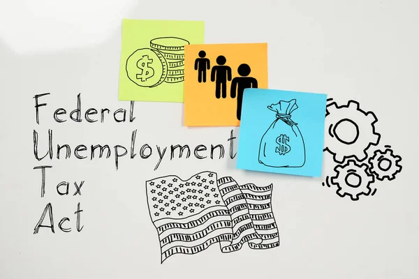 Ομοσπονδιακός νόμος περί φορολογίας ανεργίας FUTA εμφανίζεται στη φωτογραφία χρησιμοποιώντας το κείμενο — Φωτογραφία Αρχείου