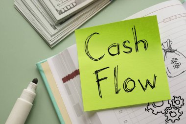 Metin kullanılarak iş fotoğrafında nakit akışı gösterilir