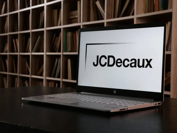 Kyiv Ukraine July 2021 Jcdecaux Corporation Logo Visible Screen — Foto de Stock