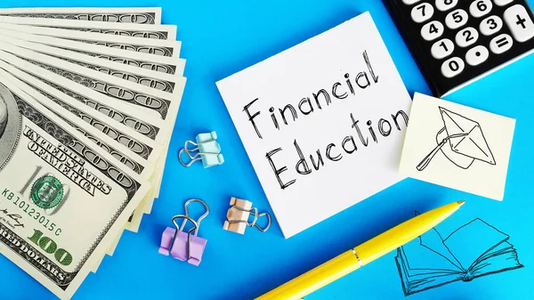 Financial Education Shown Using Text Photo Dollars — Fotografia de Stock