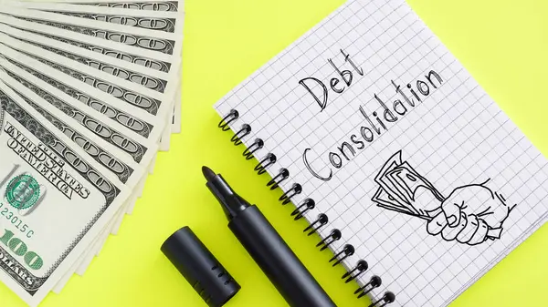 Debt Consolidation Shown Using Text — 图库照片