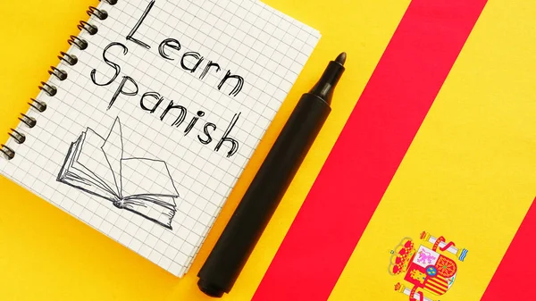 Learn Spanish Language Shown Using Text Picture Flag —  Fotos de Stock