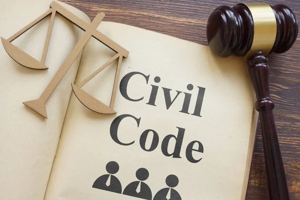 Civil code is shown using the text in a book