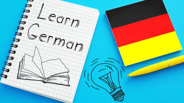 Almanca öğren Almanya 'nın bir metin ve bayrağı kullanılarak gösterilir