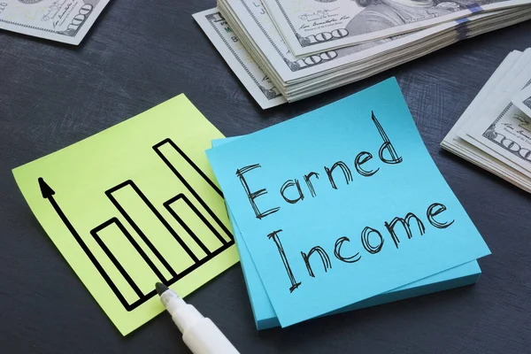 Earned Income is shown using the text — Fotografia de Stock
