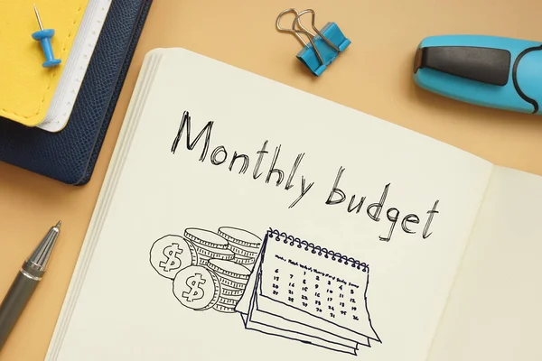 Μηνιαίο Προϋπολογισμό Αρχική Σχεδιασμός Του Προϋπολογισμού Εμφανίζεται Χρήση Ενός Κειμένου — Φωτογραφία Αρχείου