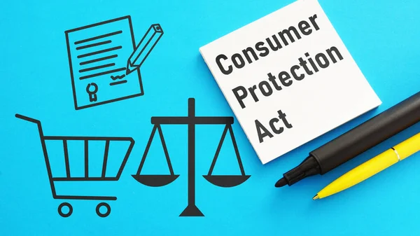 Ley Protección Consumidor Muestra Utilizando Texto Una Imagen Carrito Compras —  Fotos de Stock