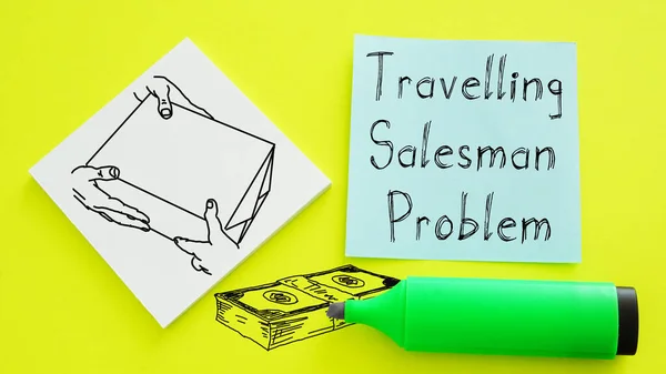 Travelling Salesman Problema Viene Mostrato Usando Testo — Foto Stock