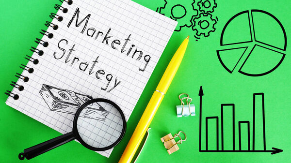 Marketing strategy growth is shown using a text