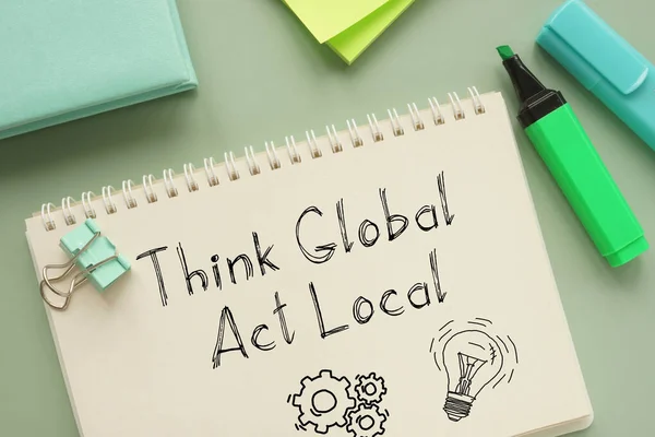Think globa act local is shown using a text