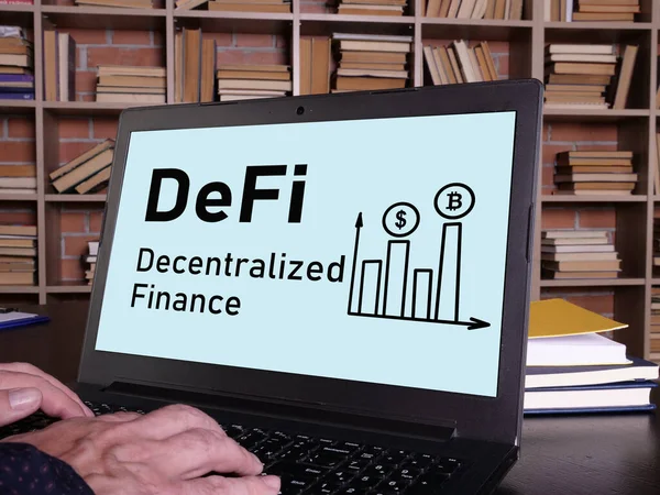 Decentralized Finance Defi Shown Using Text — Foto Stock