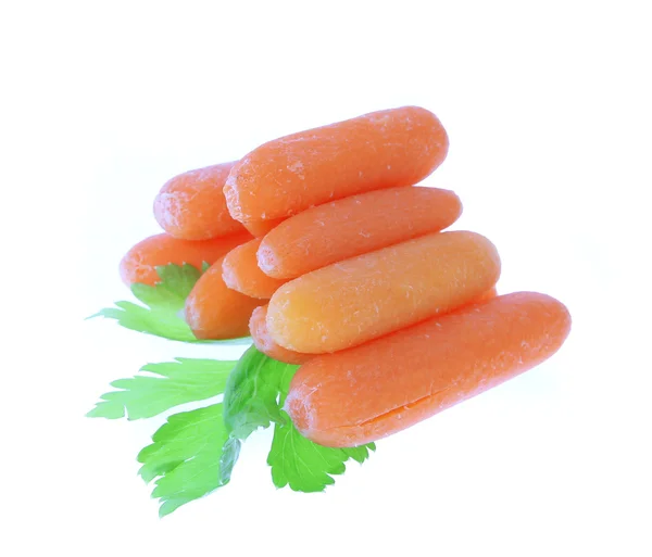 Small baby carrots isolated on white — Stock Photo, Image