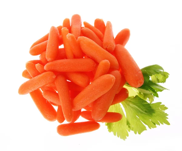 Pile of small carrots isolated on white — Stock Photo, Image