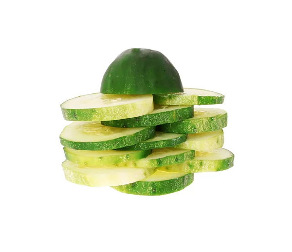 Sliced cucumber isolated on white — Zdjęcie stockowe