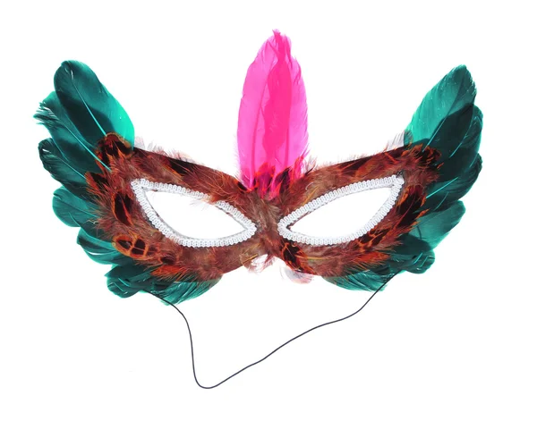 Halloween mask with feathers isolated on white — Stock Photo, Image
