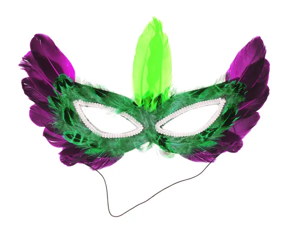 Mask with feathers isolated on white — Stock Photo, Image
