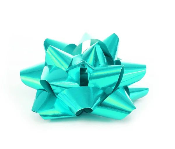 Beautiful turquoise bow isolated on white — Stock Photo, Image