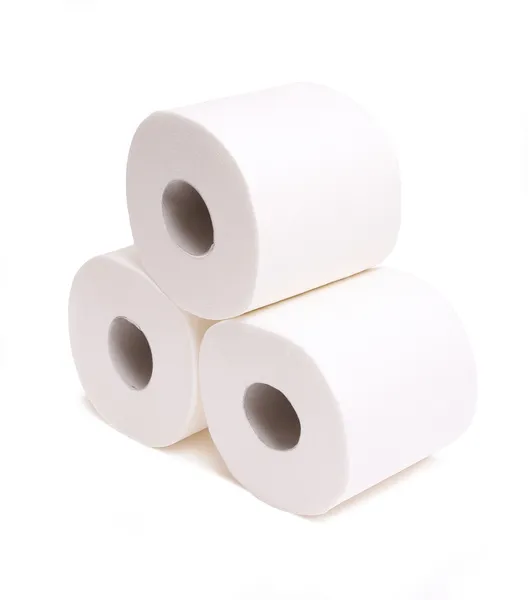 Rollos de papel higiénico aislados en blanco — Foto de Stock