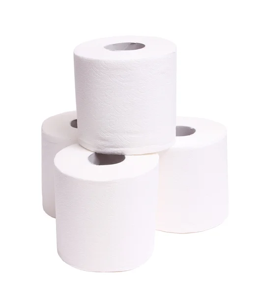 Rollos de papel higiénico aislados en blanco — Foto de Stock