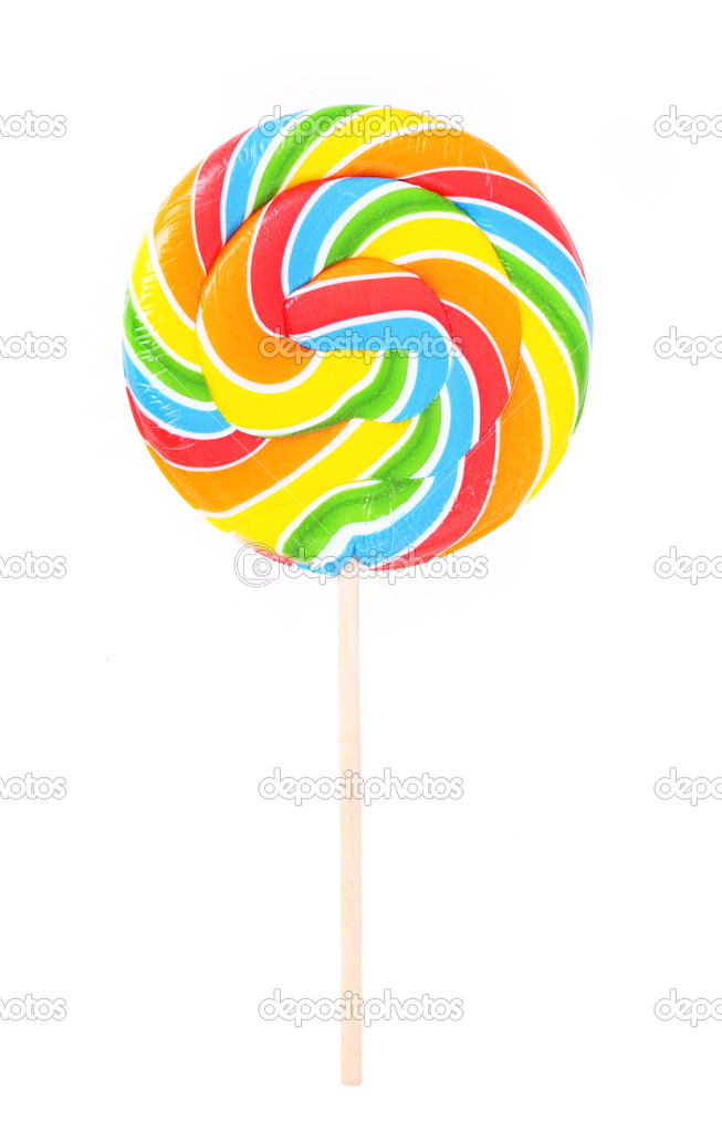 Multicolored lollipop isolated on white