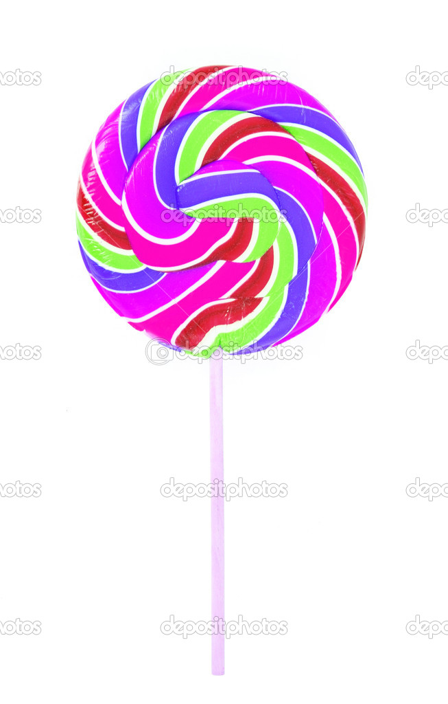 Purple lollipop isolated on white