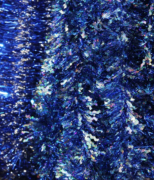 Christmas sparkling blue tinsel, background — Stock Photo, Image