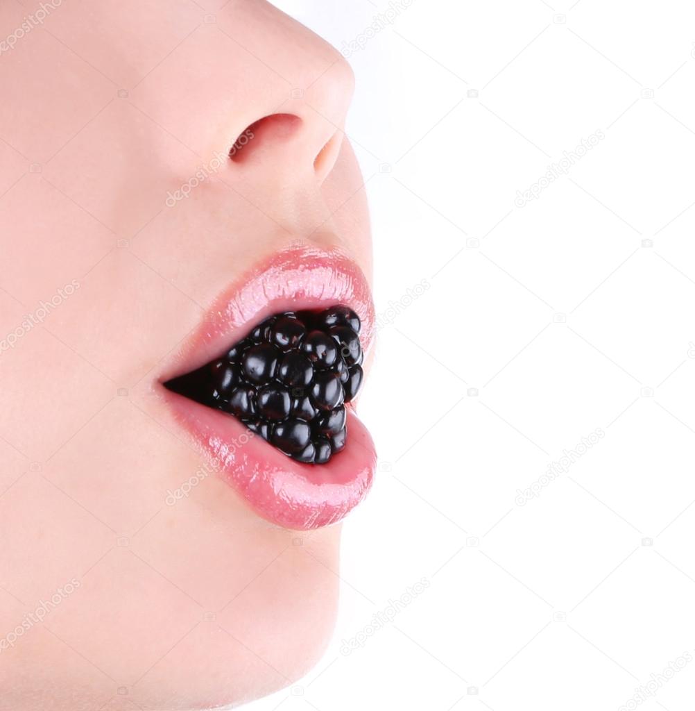 Blackberries in sexy lips