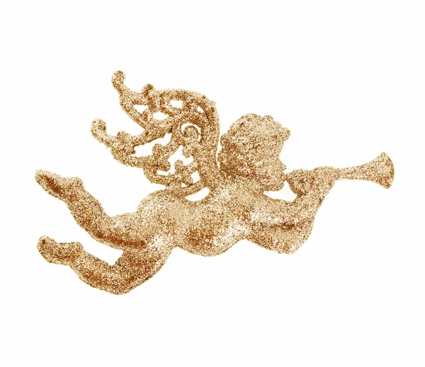 Glitter Angel juguete de Navidad de oro aislado en blanco — Foto de Stock