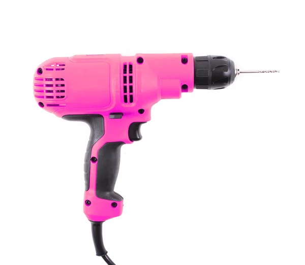 Hot pink drill isolated on white — Stock Photo, Image
