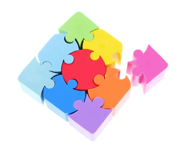Colorful puzzle isolated on white background — Stock Photo, Image