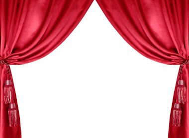 müoynatacaklar izole beyaz zemin üzerine kırmızı ipek perde