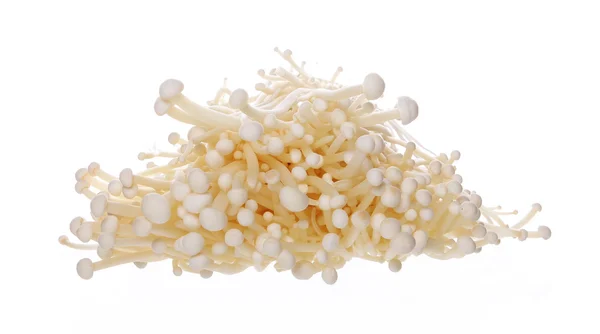 Funghi Enoki isolati su bianco — Foto Stock