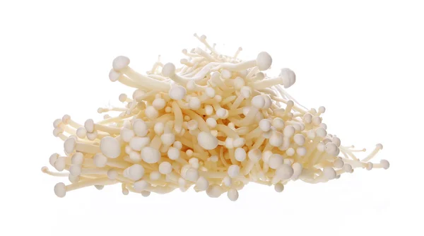 Cogumelos Enoki isolados em branco — Fotografia de Stock