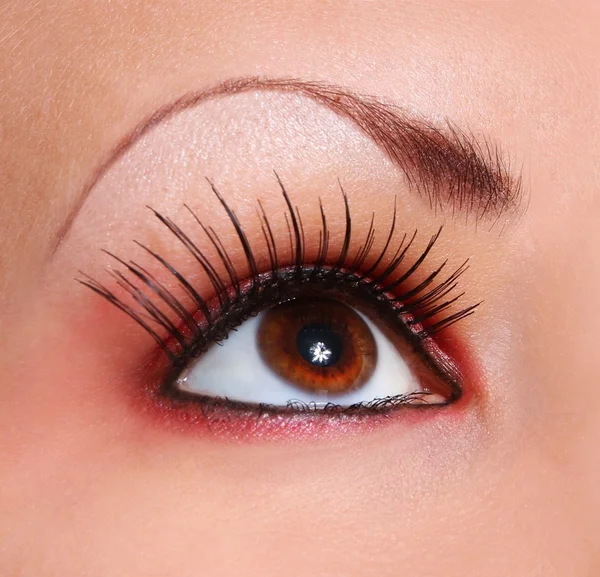 Eye with long eyelashes, makeup — Stock Photo, Image