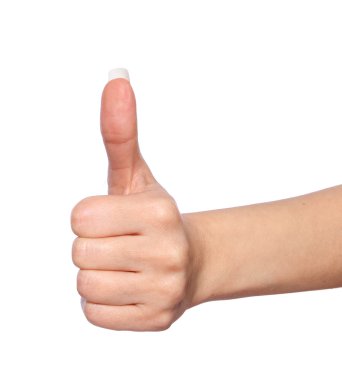 başparmak ile up beyaz izole arka planda el