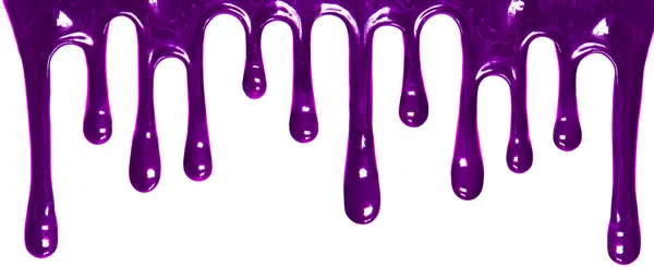 Purple paint leaking isolated on white background. streams — Stock Photo, Image