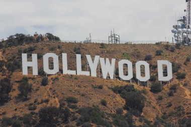 Hollywood sign on mountains in Los Angeles clipart
