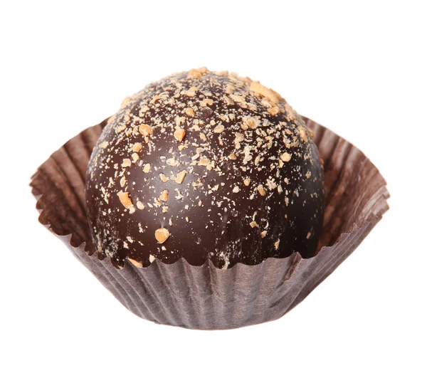 Beyaz arka plan üzerinde izole çikolata şeker. wrapper olarak lezzetli truffle — Stok fotoğraf