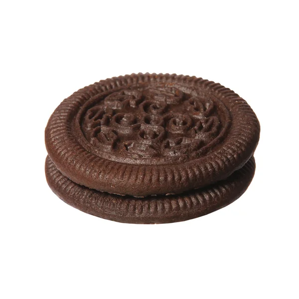 Oreo. Biscoito de chocolate com recheio de creme isolado no fundo branco . — Fotografia de Stock