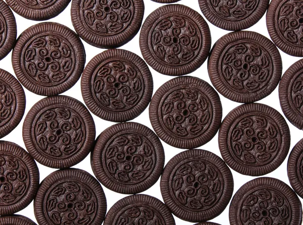 Oreo. Schokoladenkekse mit Sahnefüllung isoliert auf weiß. Hintergrund. — Stockfoto