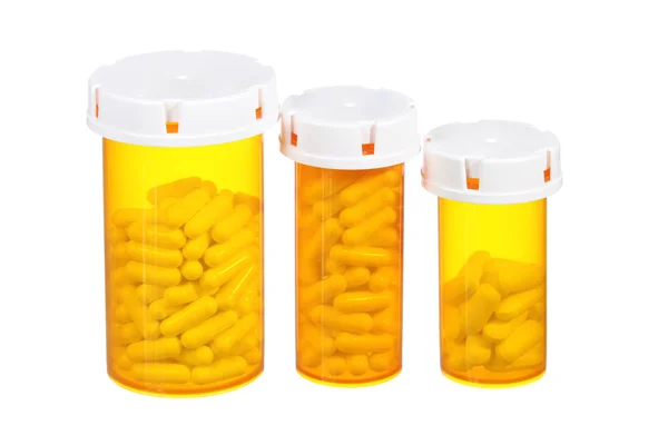 Bottiglia pillola medica isolata su sfondo bianco — Foto Stock
