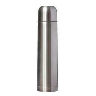 Beyaz arka plan üzerinde izole metal termos