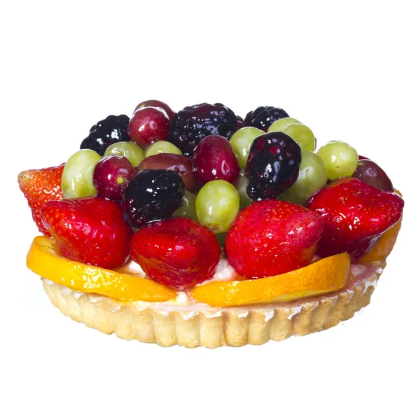 Obstkuchen isoliert auf weißem Hintergrund. süßes Dessert — Stockfoto