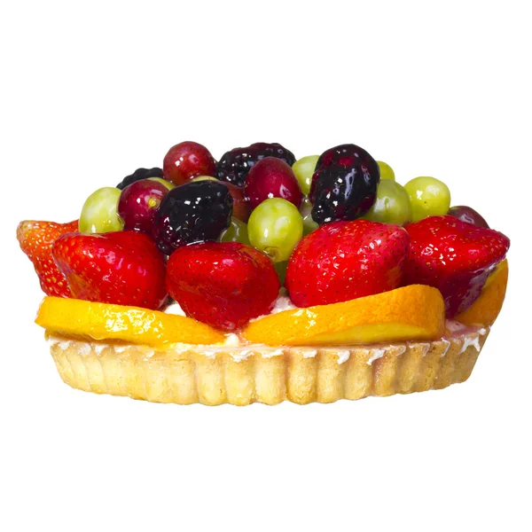 Obstkuchen isoliert auf weißem Hintergrund. süßes Dessert — Stockfoto