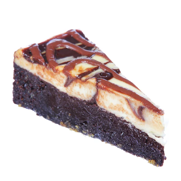 Cheesecake σοκολάτας που απομονώνονται σε λευκό φόντο — Φωτογραφία Αρχείου